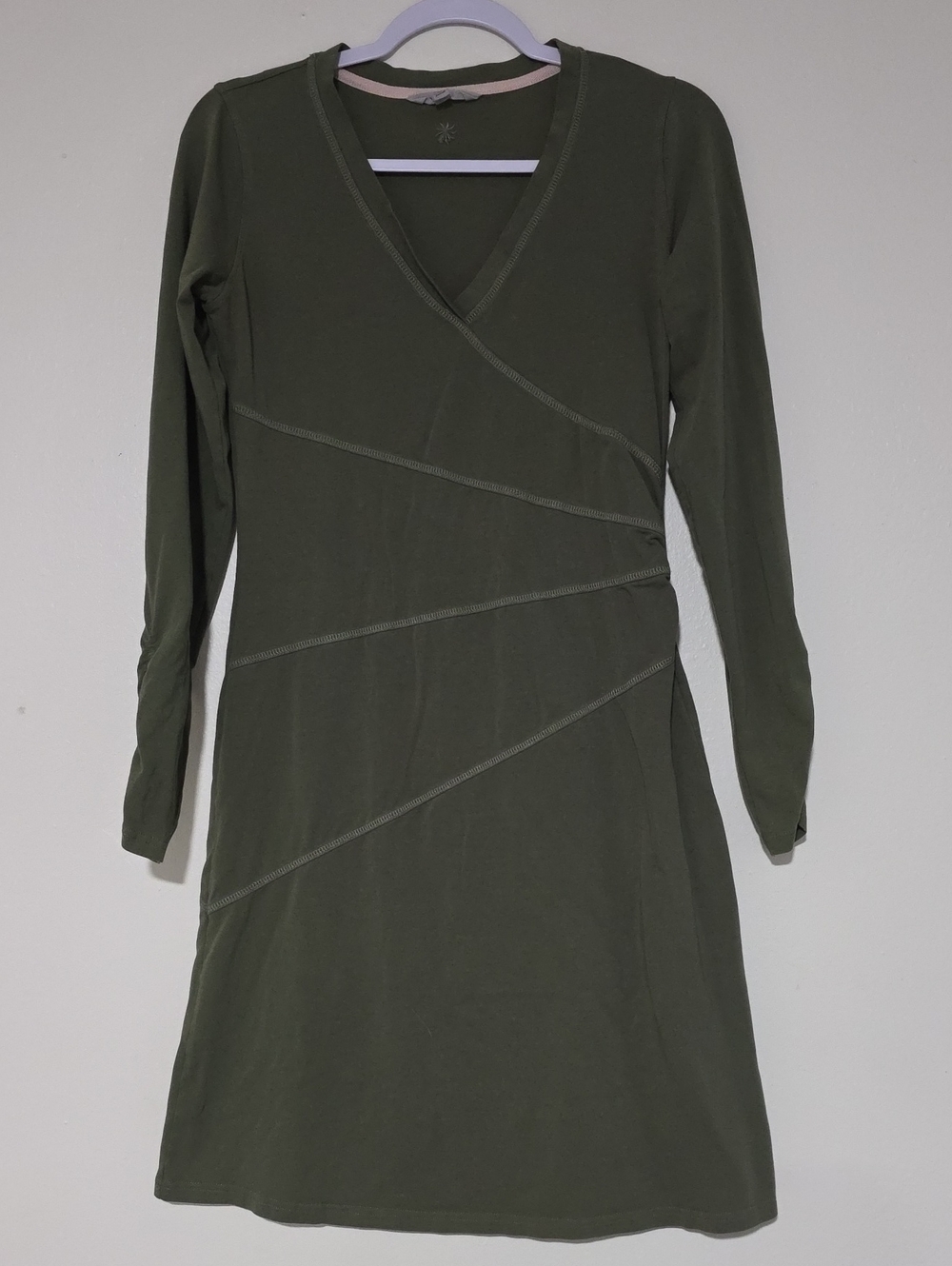 Athleta Sunburst Organic Cotton Nectar Olive Green Dress